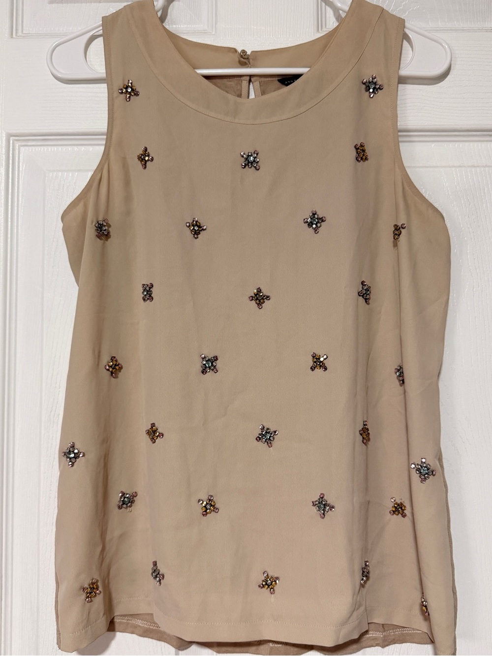 Ann Taylor Beige Beaded Sleeveless Camisole